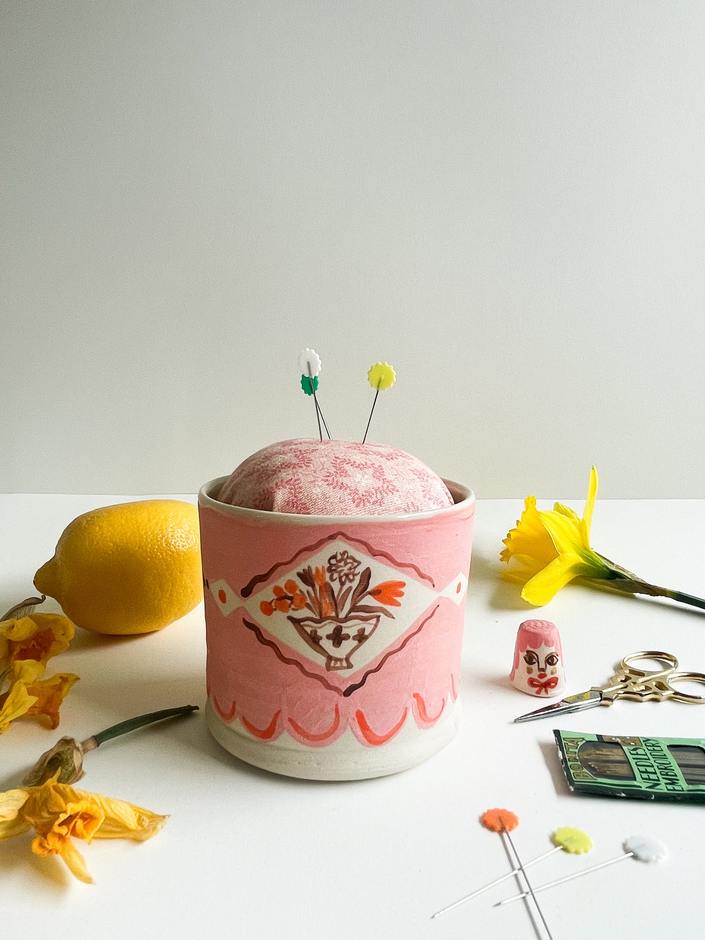 Pin cushion tumbler