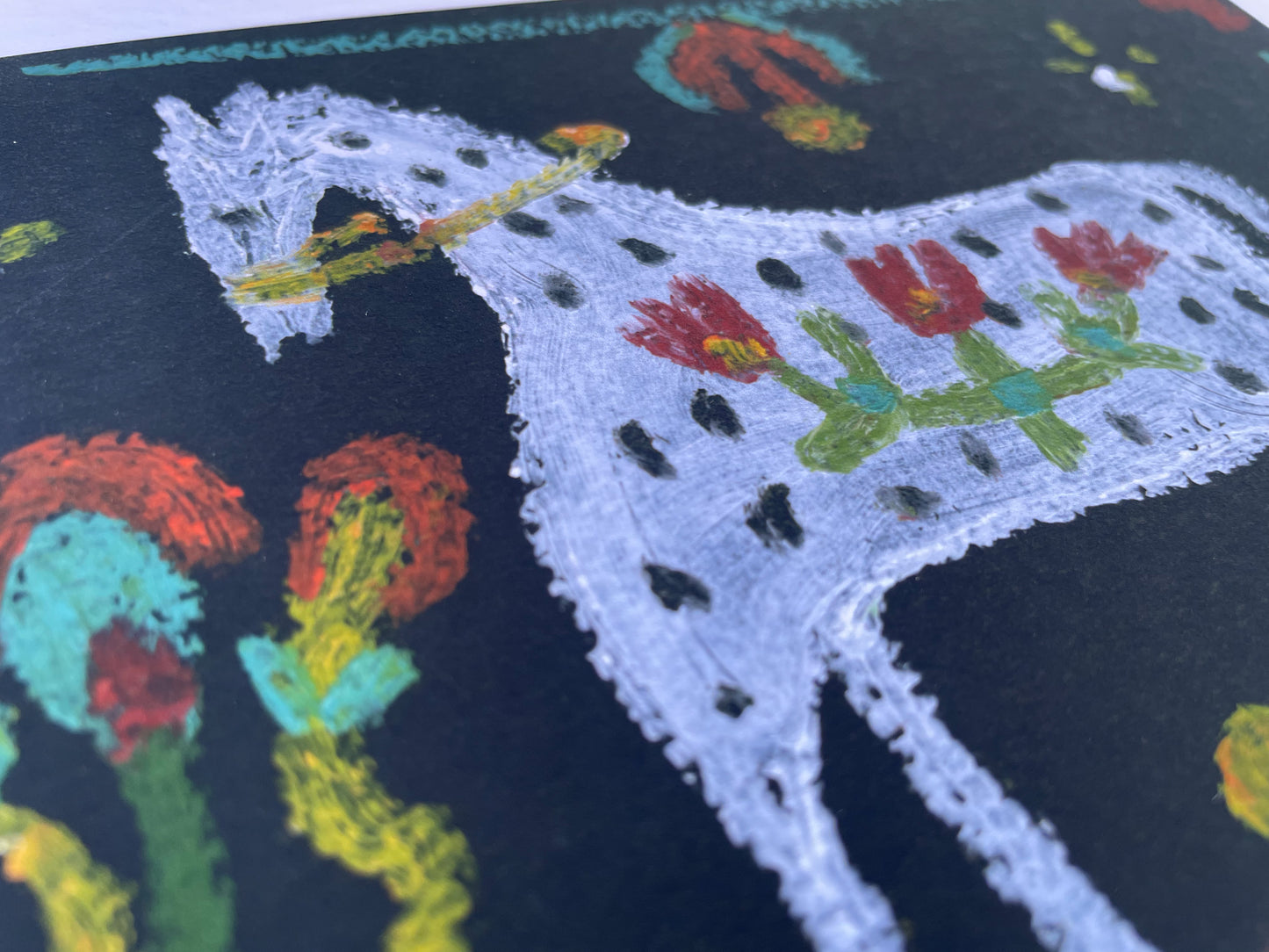 Black Folk Horse Art Print