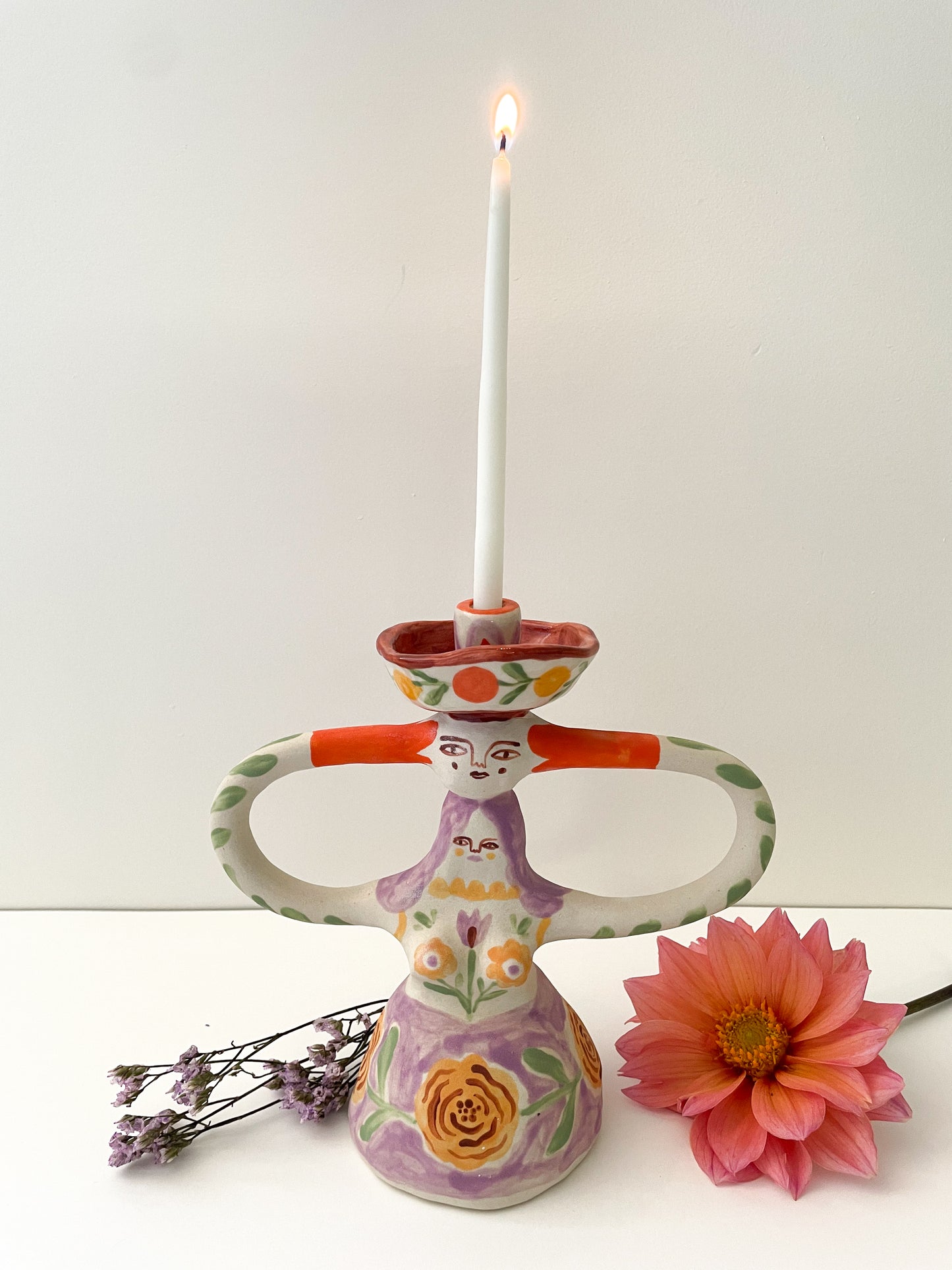 *seconds*Ceramic Candelabra Folk Lady