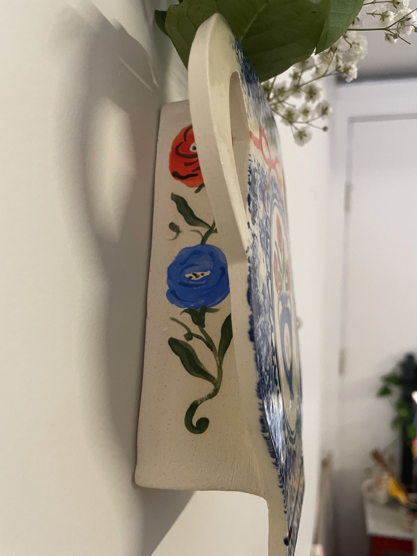 Folk floral wall vase