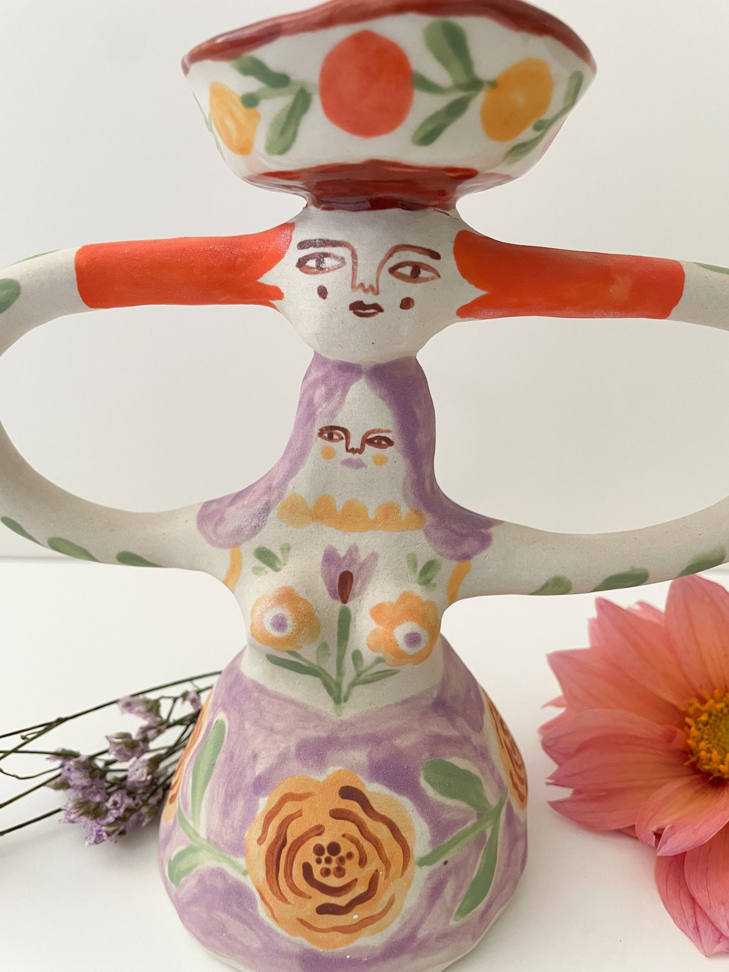 *seconds*Ceramic Candelabra Folk Lady