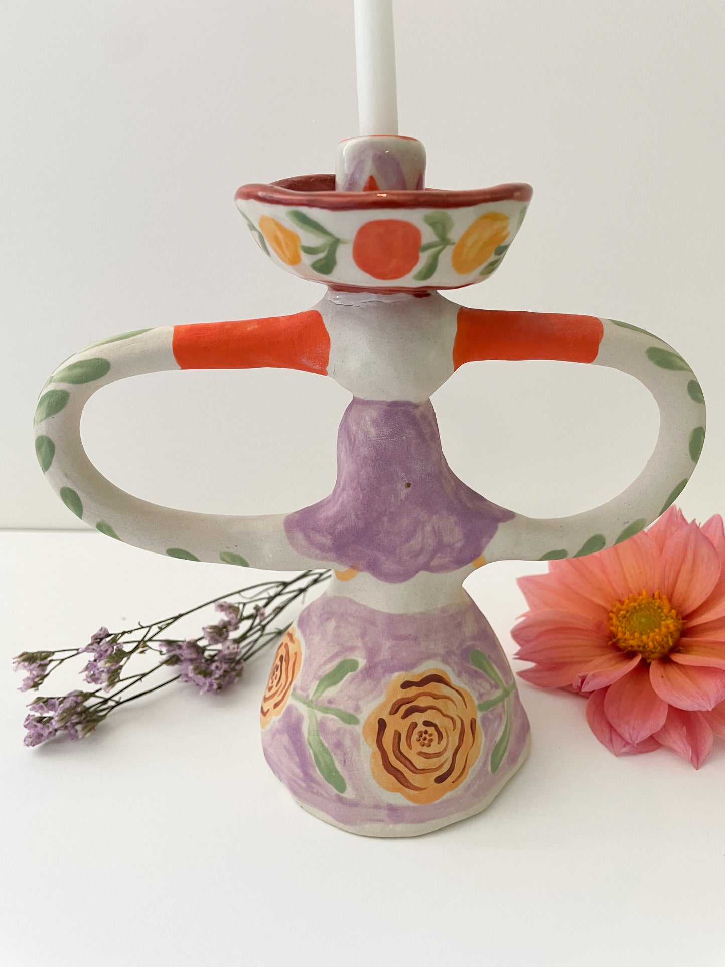 *seconds*Ceramic Candelabra Folk Lady