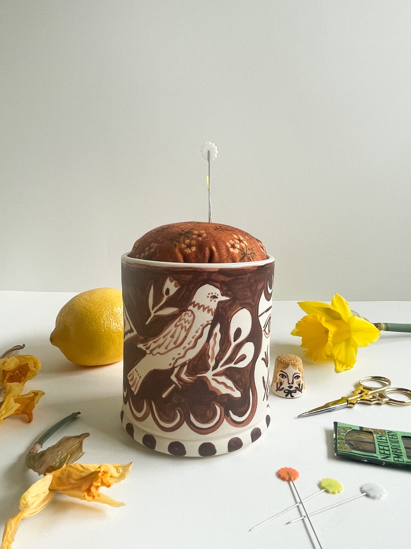 Pin cushion tumbler