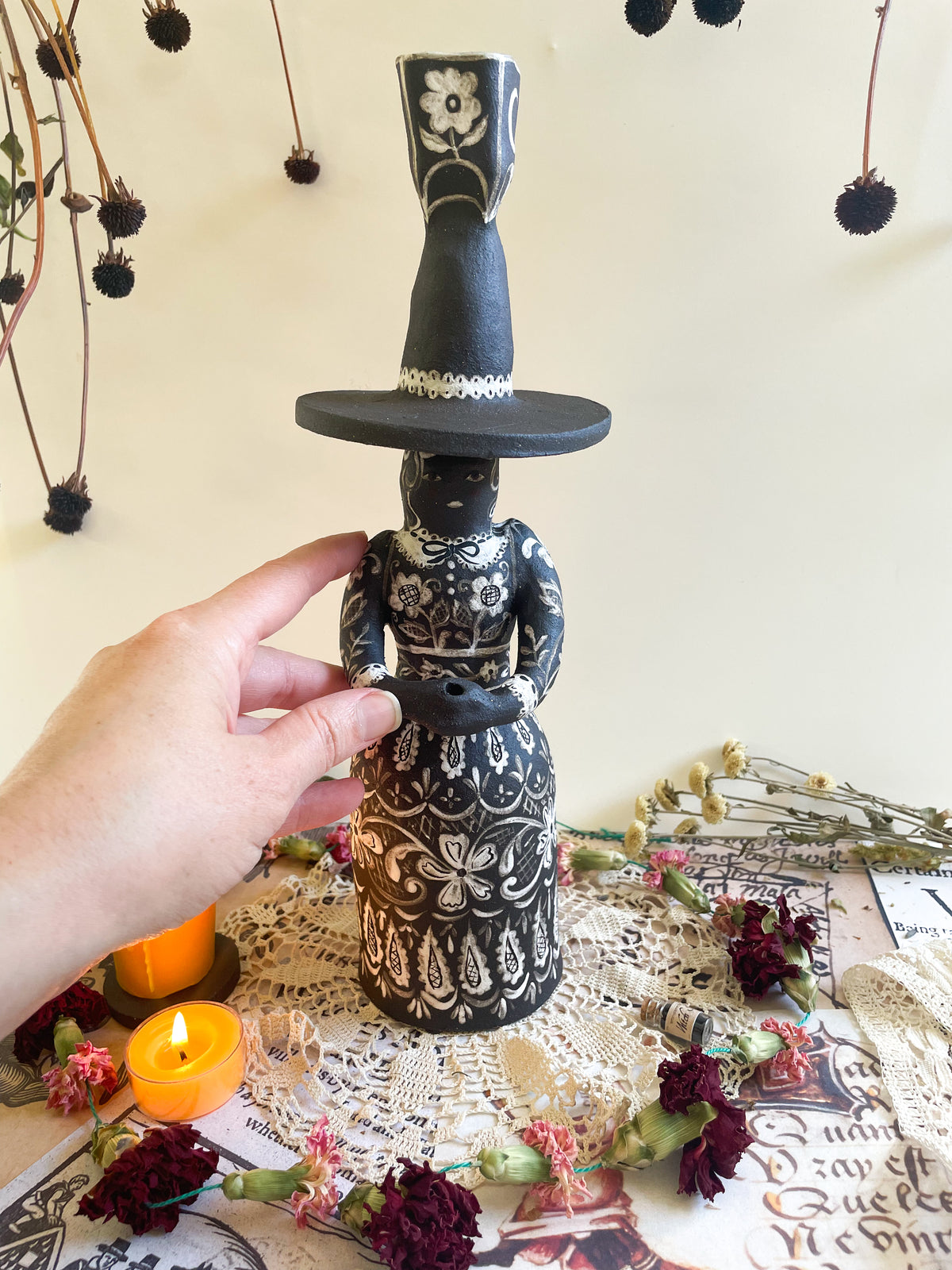 Black magic witch candelabra
