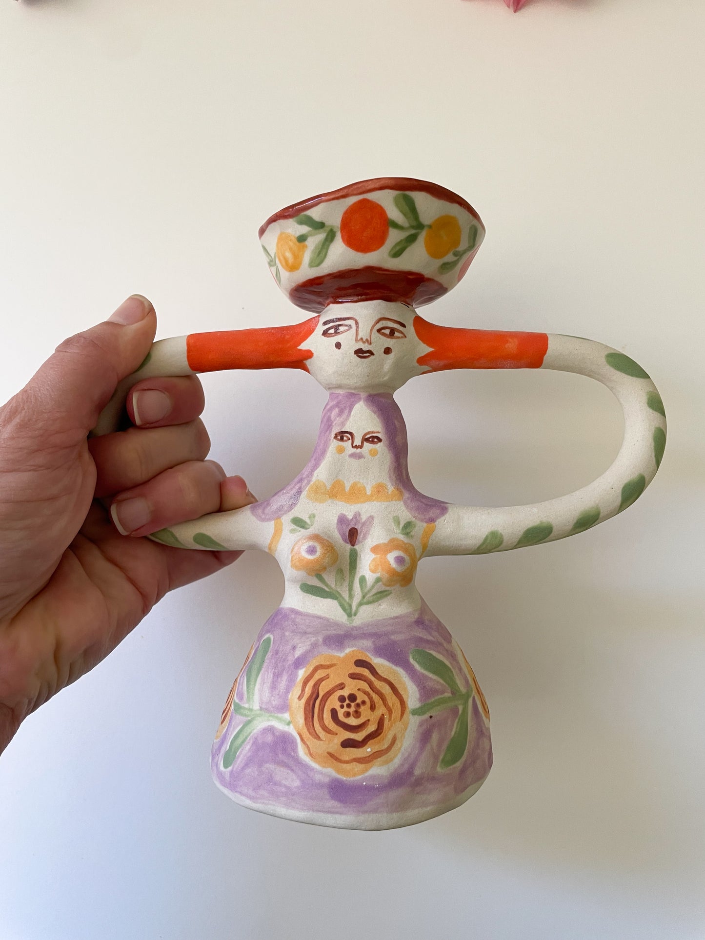 *seconds*Ceramic Candelabra Folk Lady