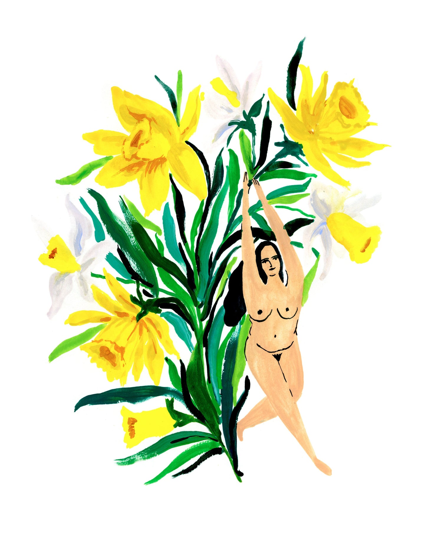 Daffodil Flower Lady Art Print