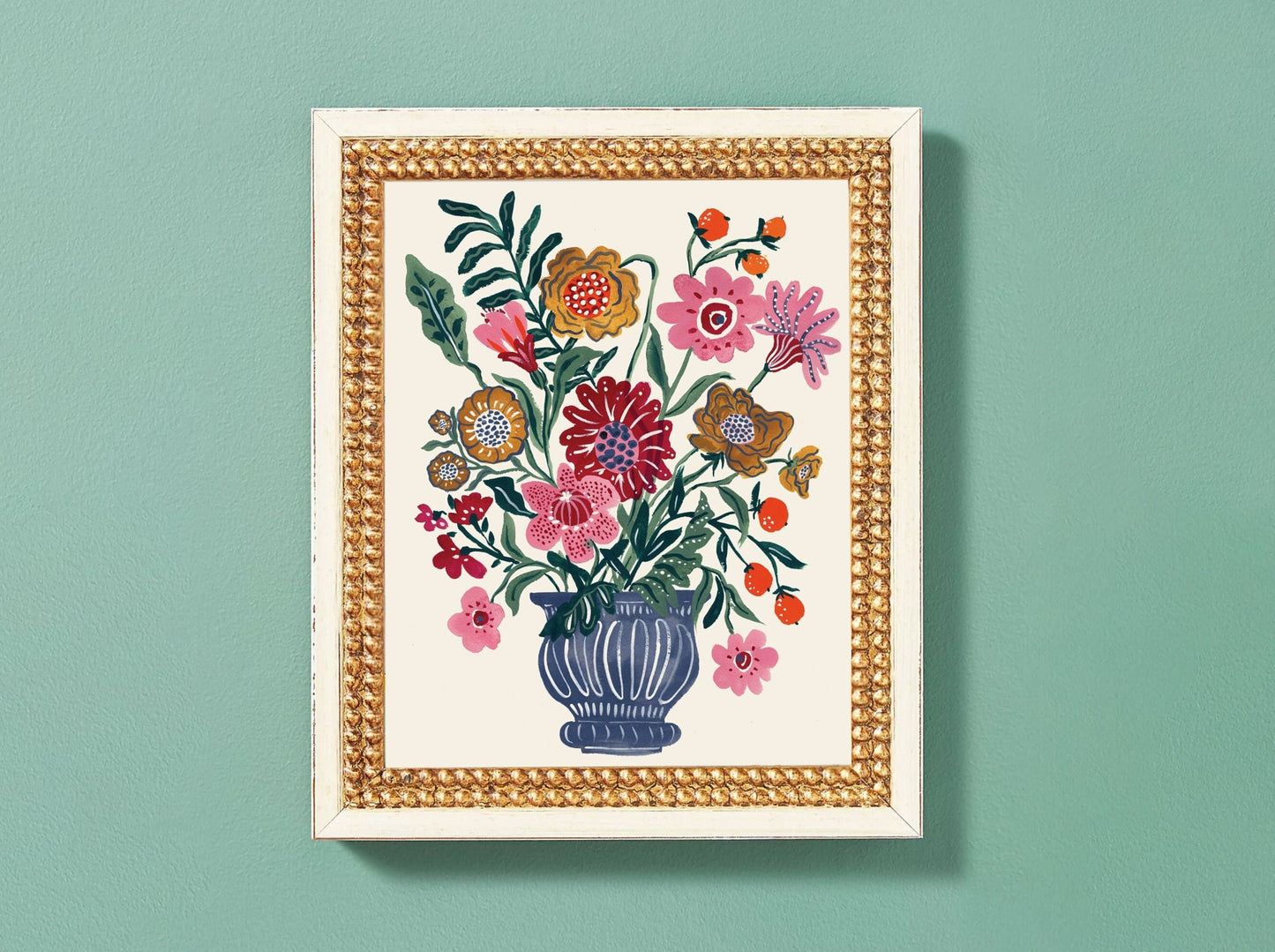 Expressive Folk Floral Bouquet- Art Print