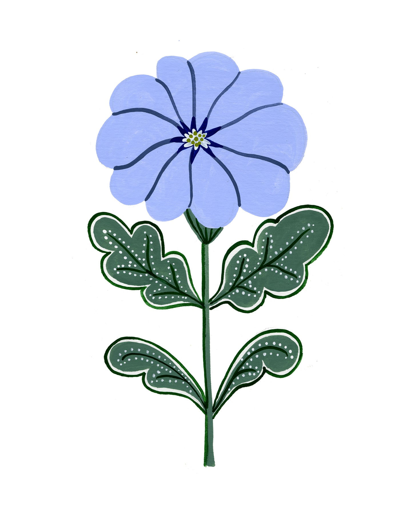 Blue Folk Floral Art Print