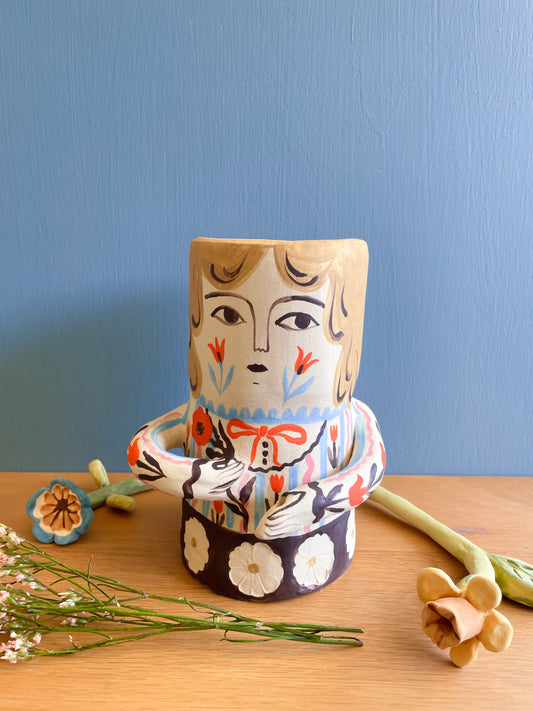 Folk people vase-no hat- medium