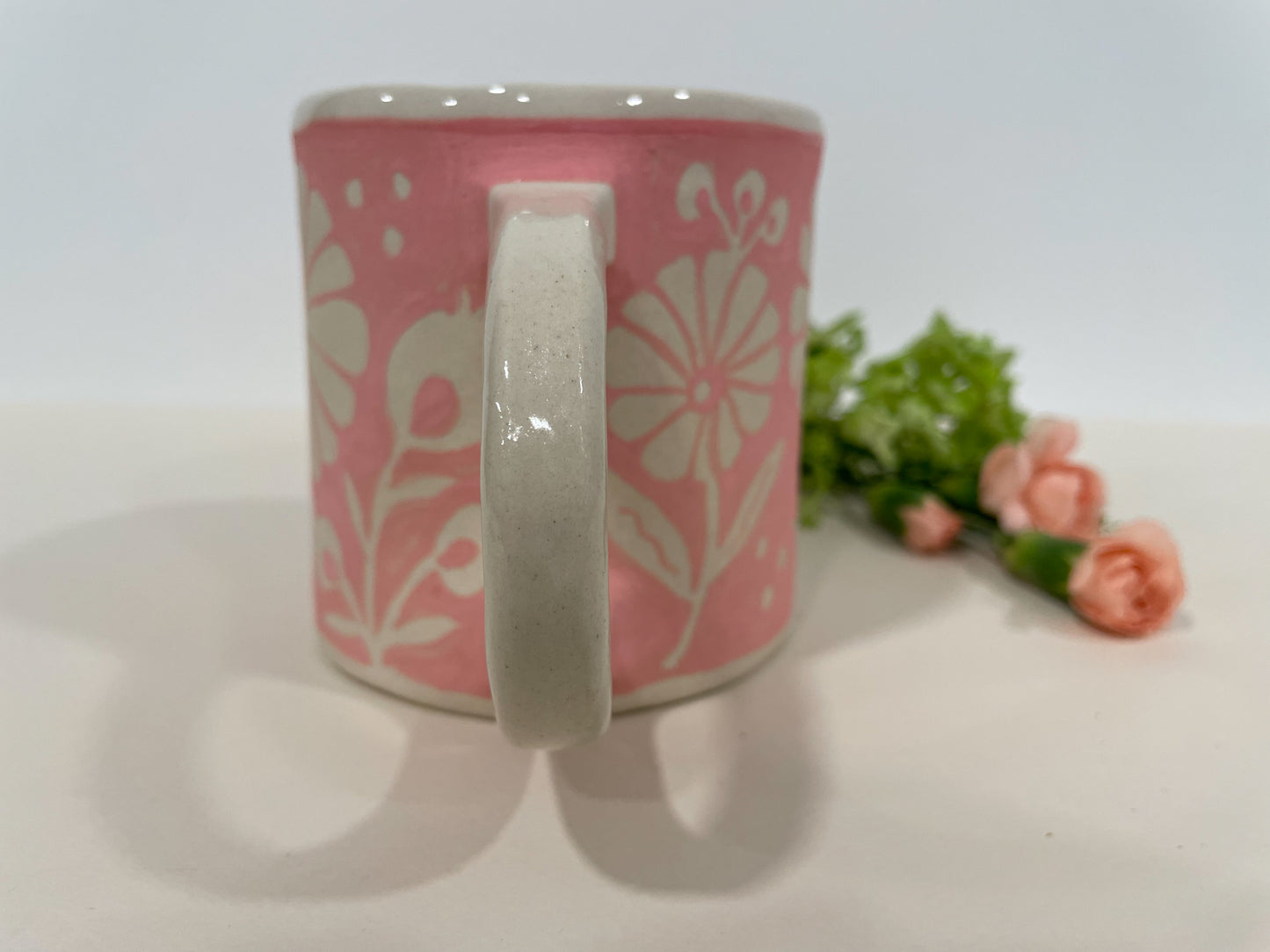 Folk Floral Mug~pink 14oz