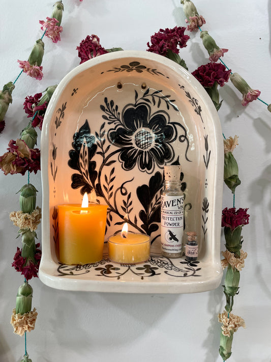 Floral memento mori shrine