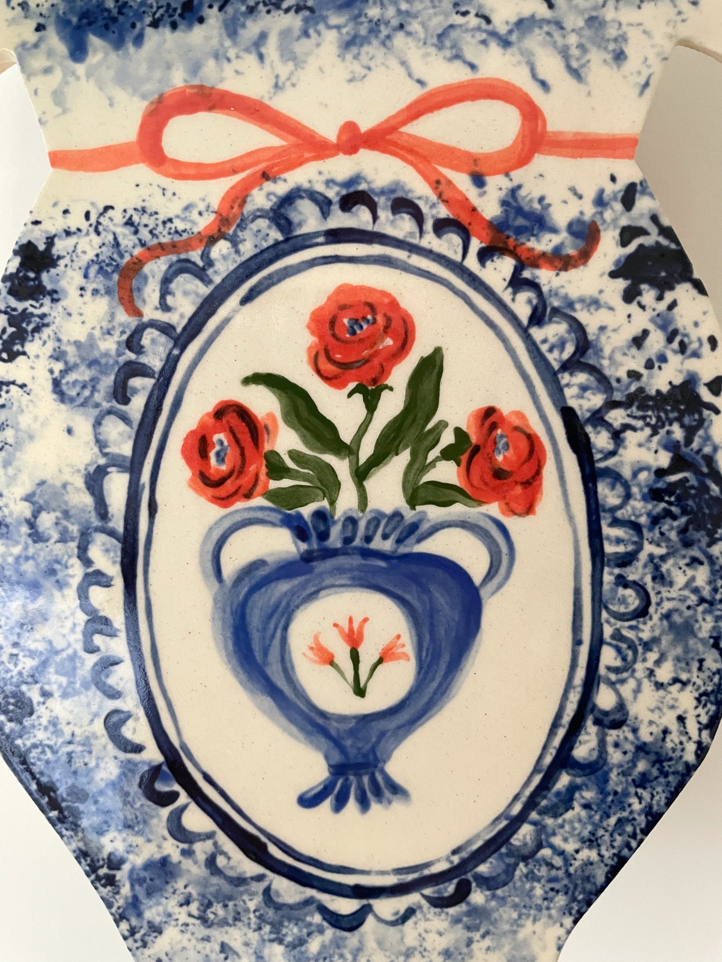 Folk floral wall vase