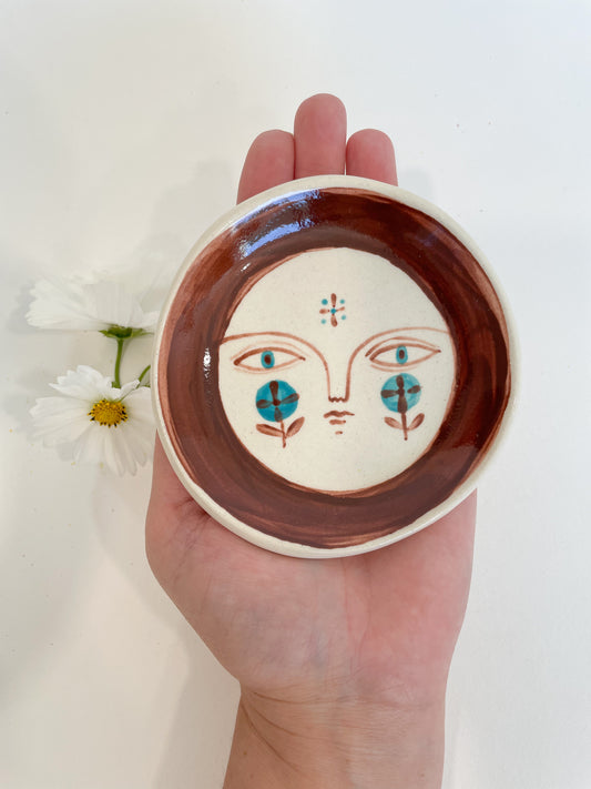 Ceramic Trinket Dish~ folk moon