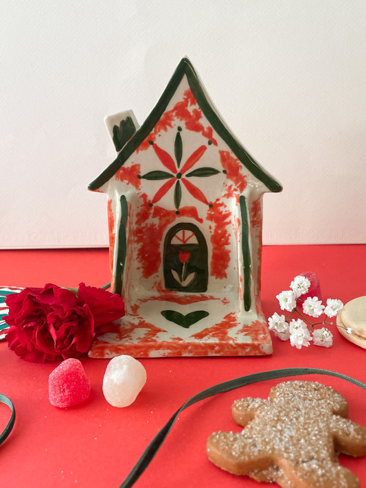 Folk cottage shelf~red