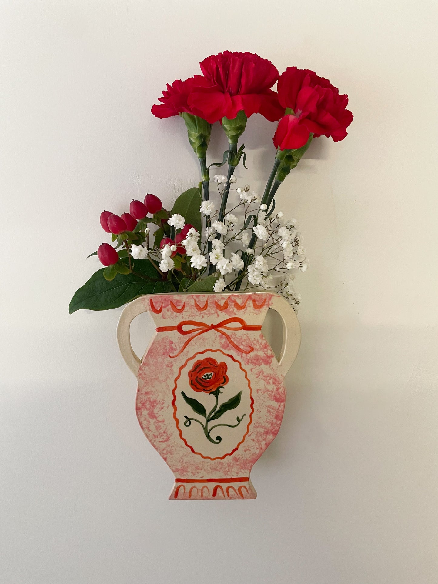 Folk rose wall vase