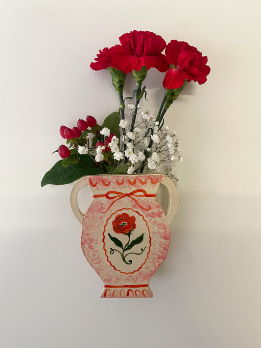 Folk rose wall vase