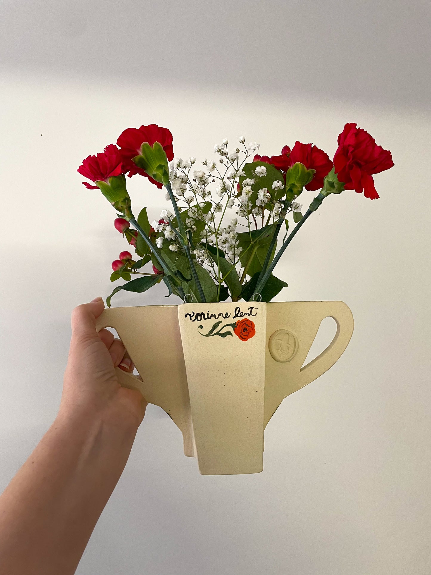 Folk scene wall & table vase