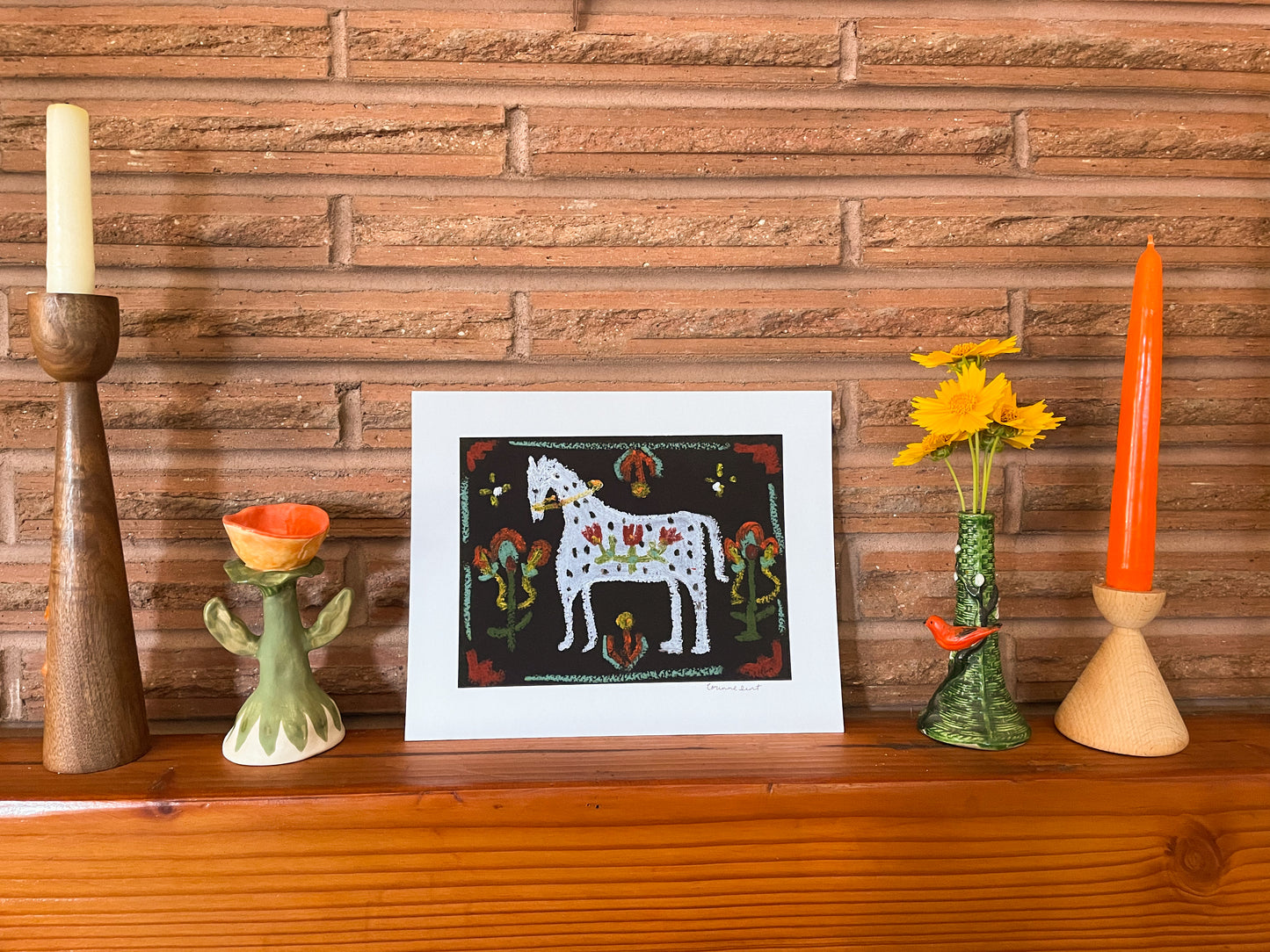 Black Folk Horse Art Print