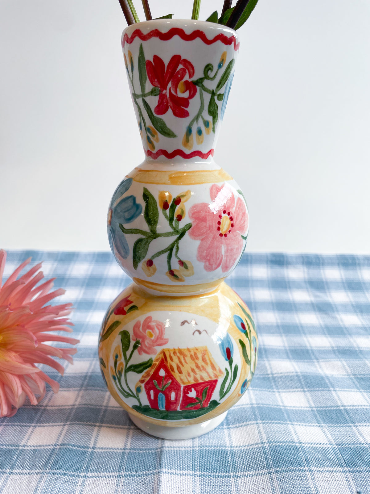 Folk People Vase~majolica