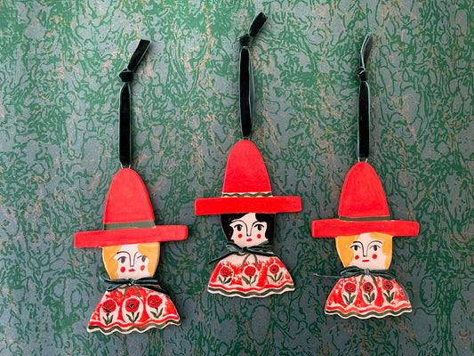Christmas witch ornament~red