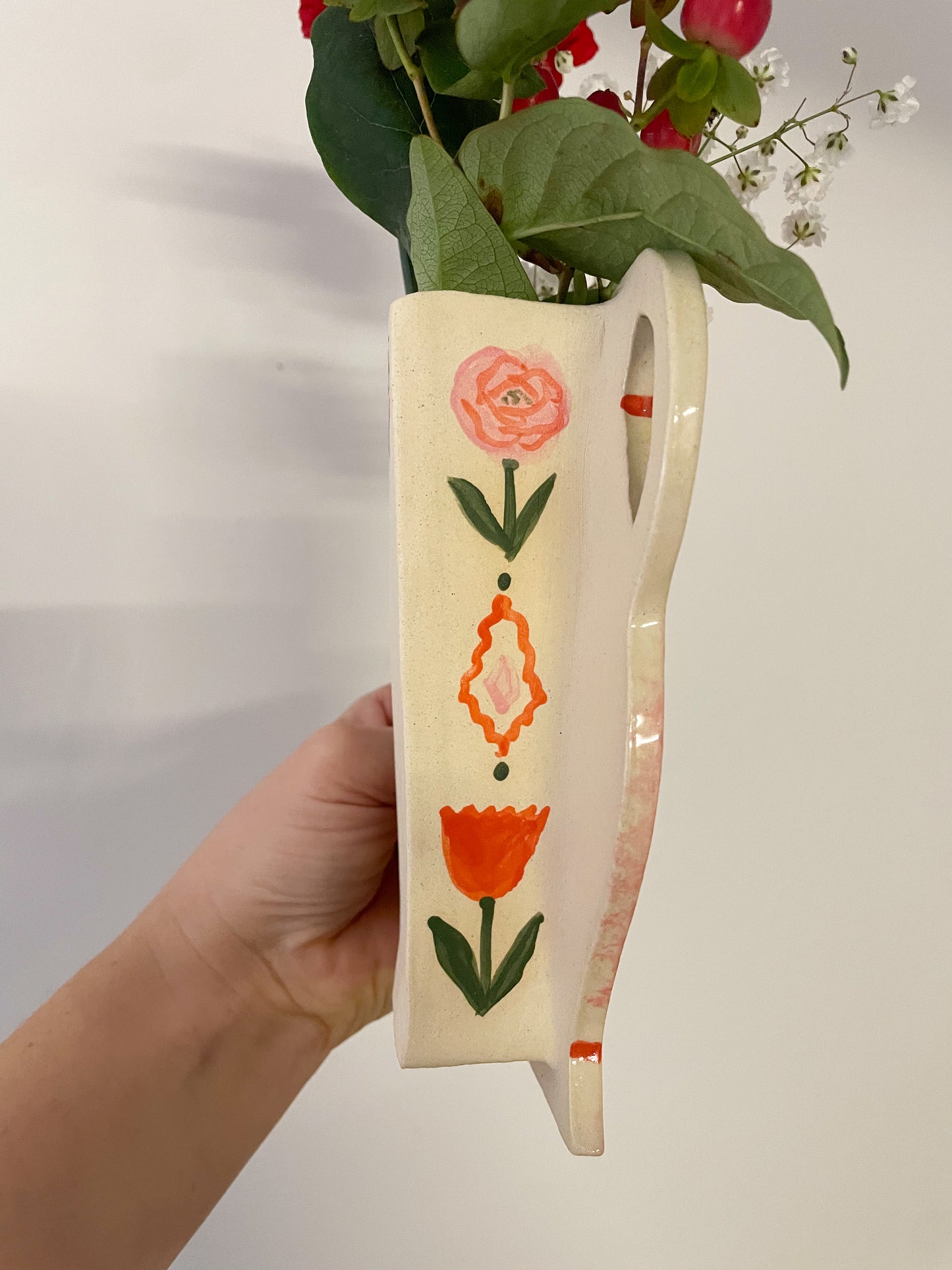 Folk rose wall vase