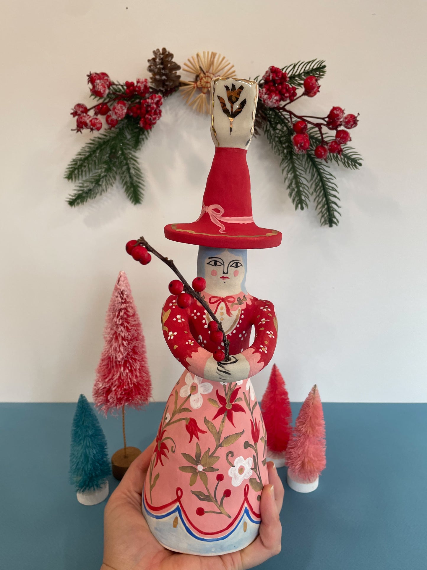 Folk Witch Figurine w/22k gold