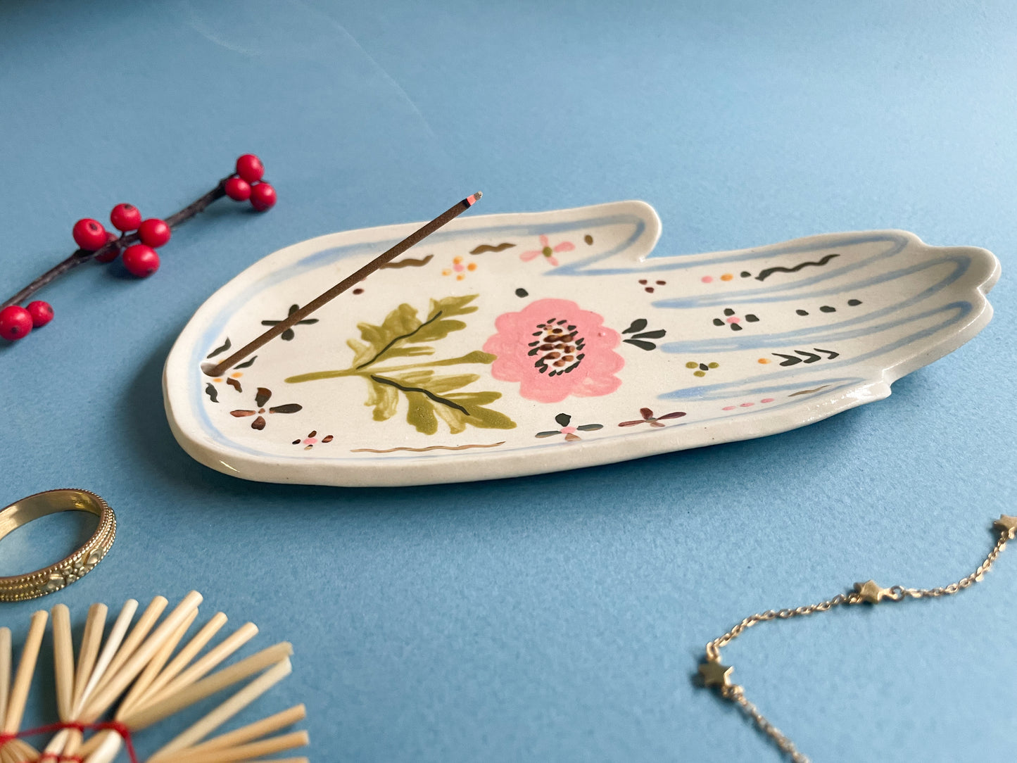 Hand Incense Burner w/24k gold