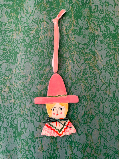 Christmas witch ornament~pink