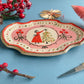 Folk trinket dish w/22k gold