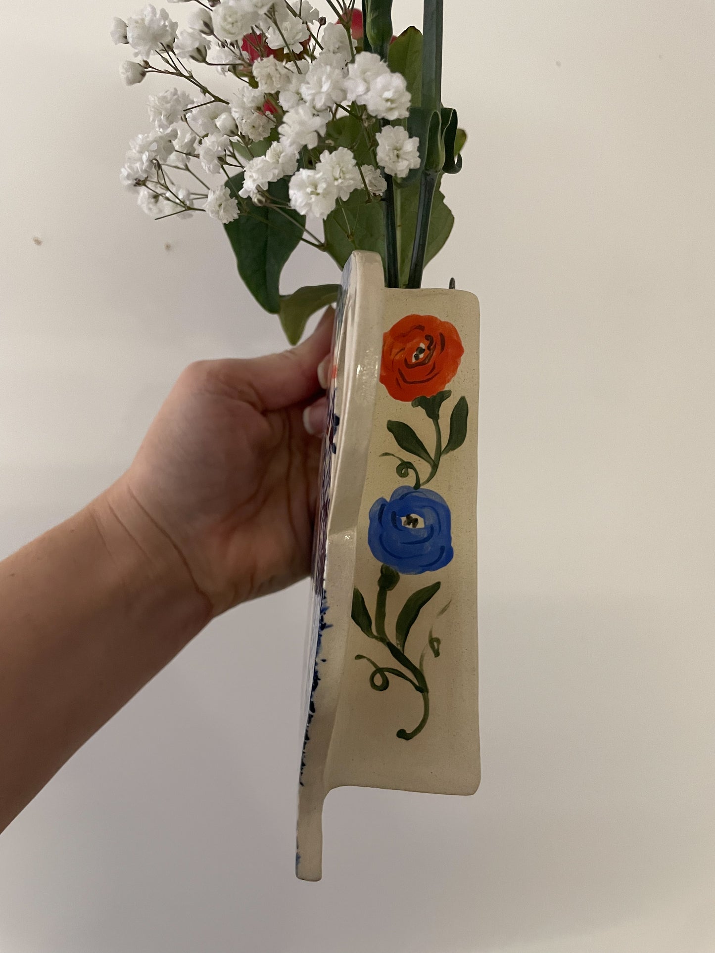 Folk floral wall vase