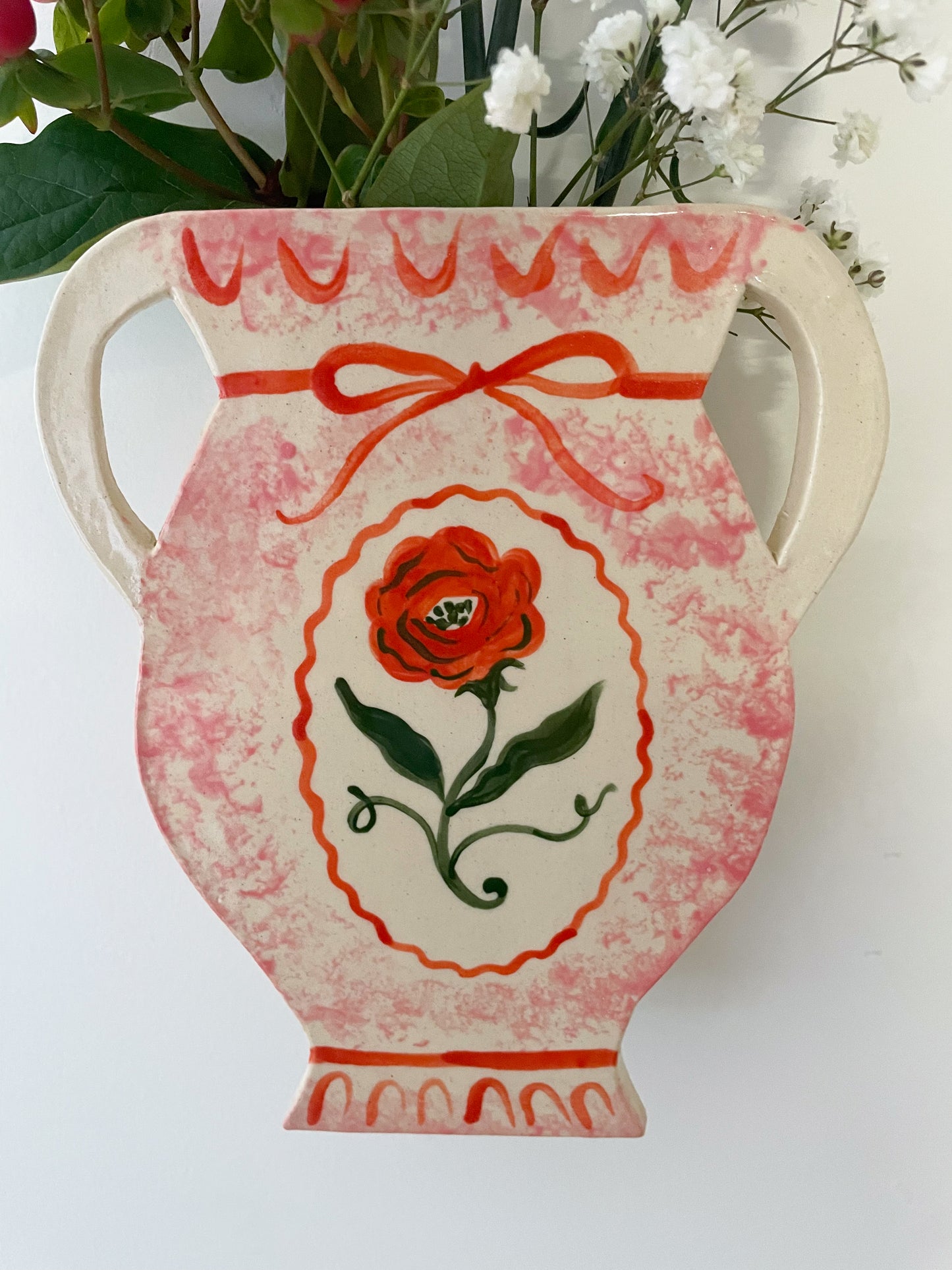 Folk rose wall vase