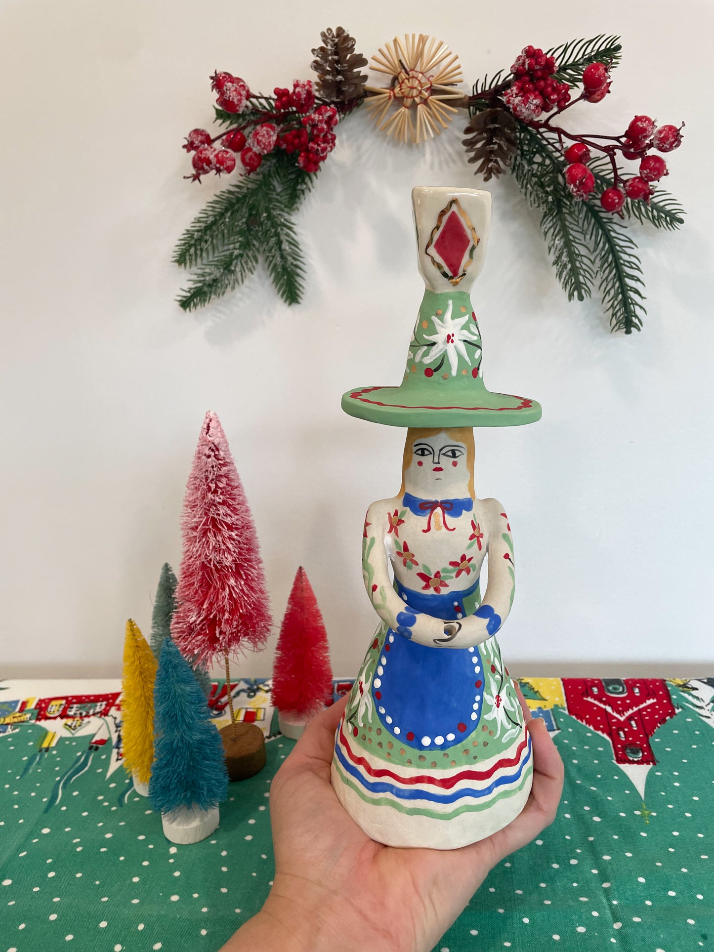 Folk Witch Figurine w/22k gold