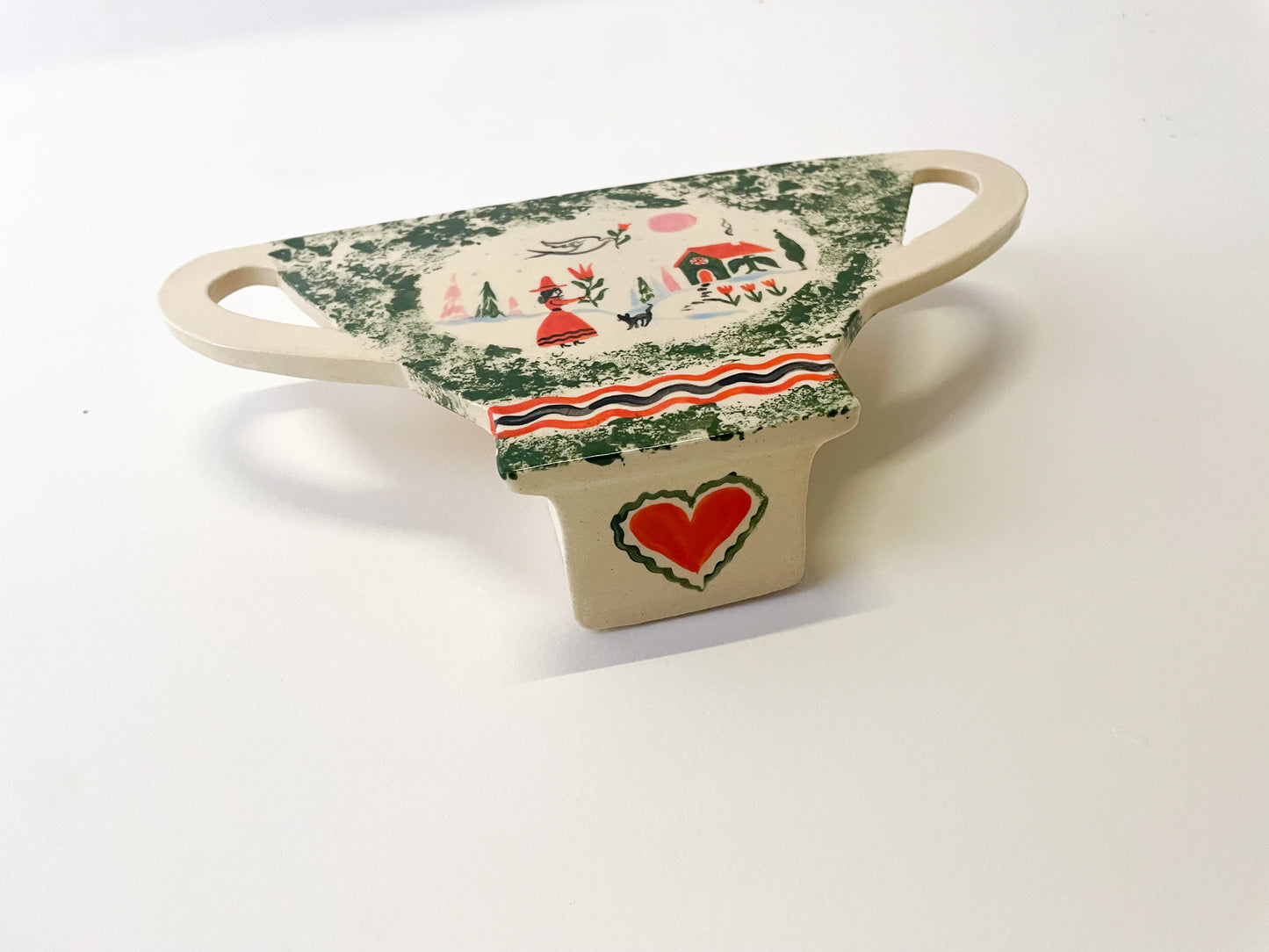 Folk scene wall & table vase