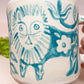 Folk Lion Mug~turquoise 12oz