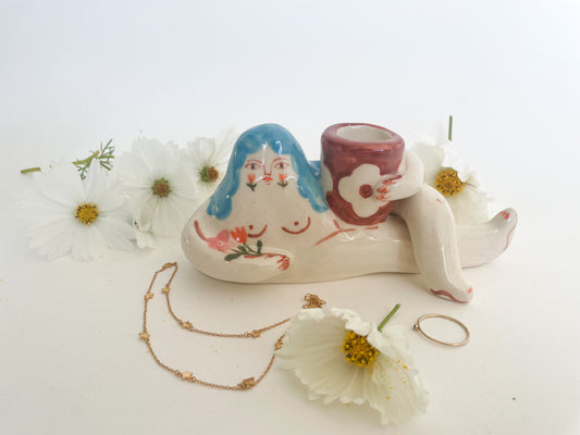 Folk Goddess figure Candel holder