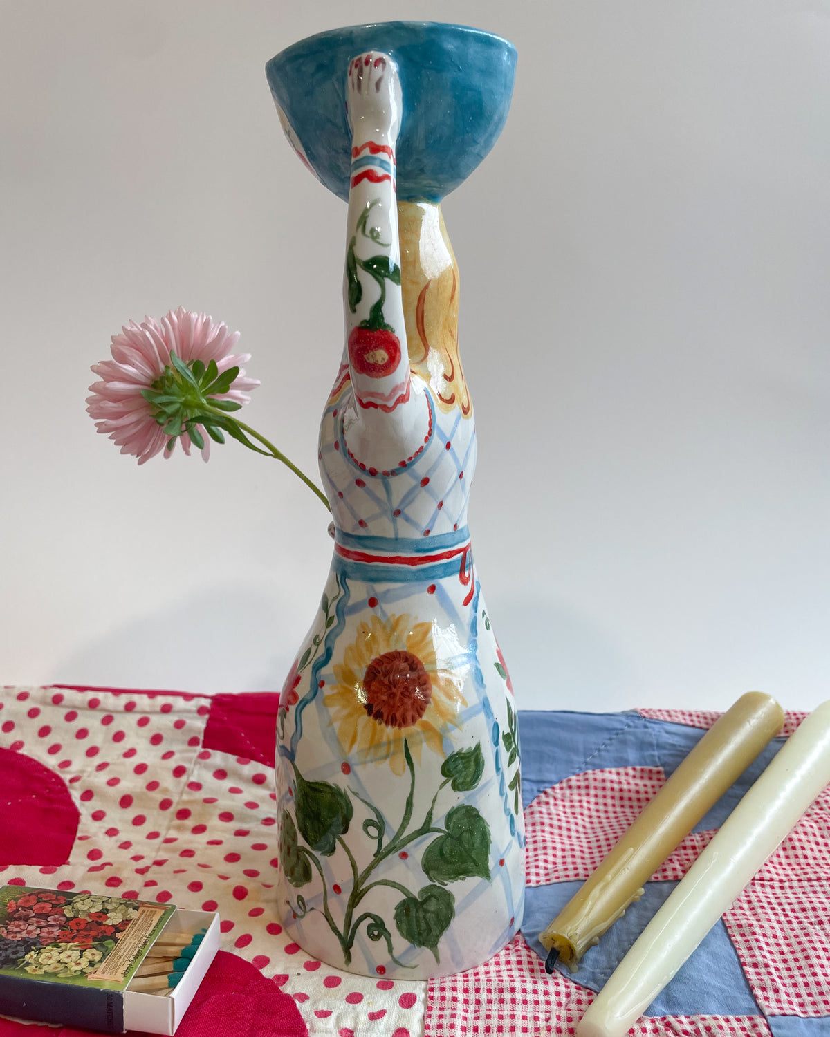 Witch tea light sculpture ~majolica