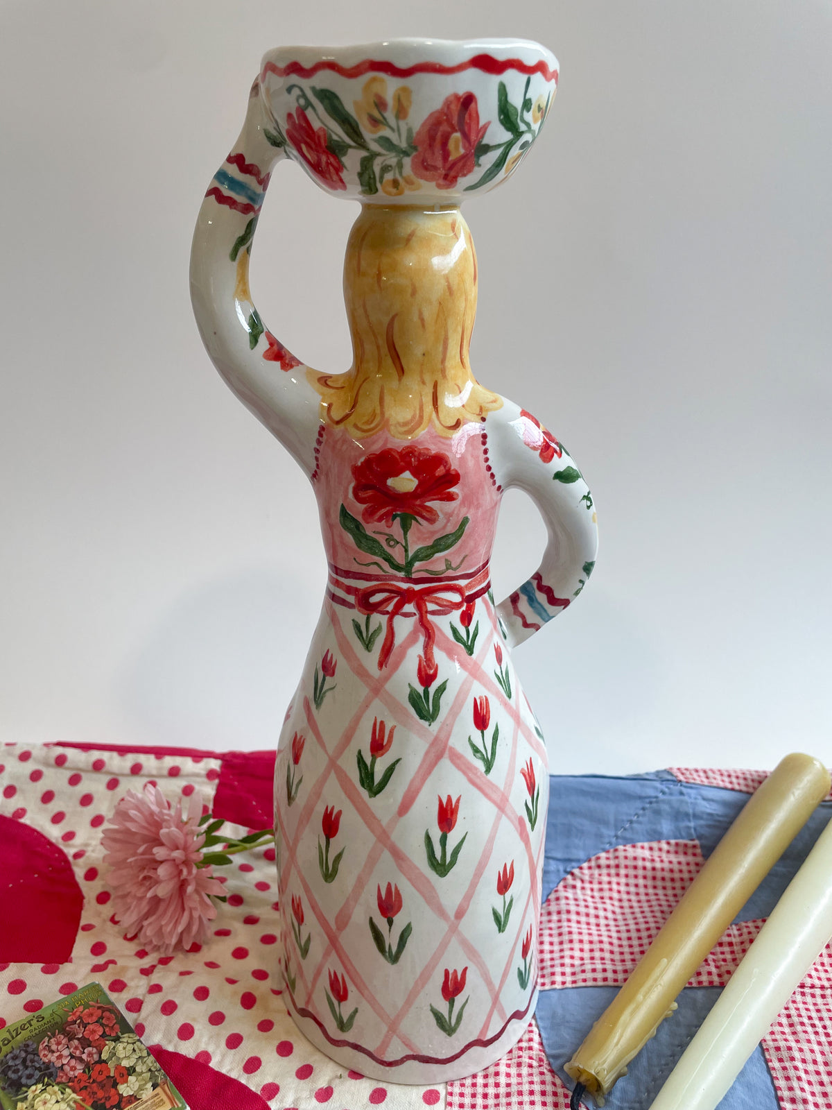 Witch tea light sculpture ~majolica