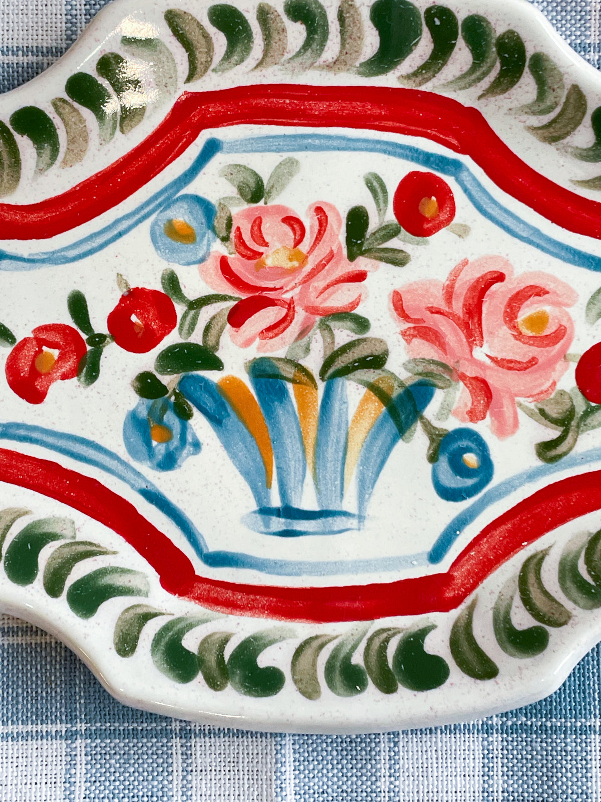 Folk Vase Dish~majolica