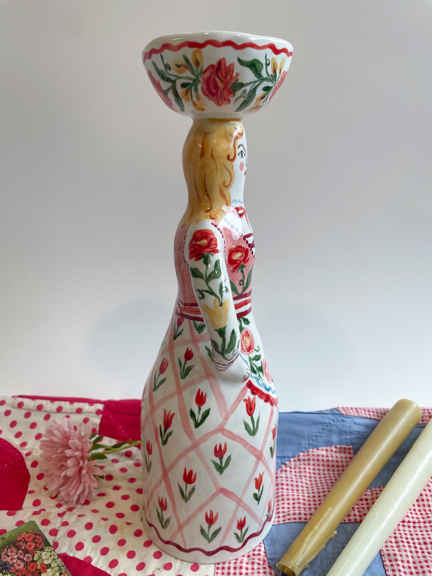 Witch tea light sculpture ~majolica