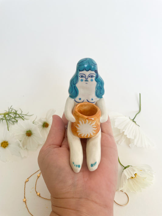 Folk Goddess figure Candle holder