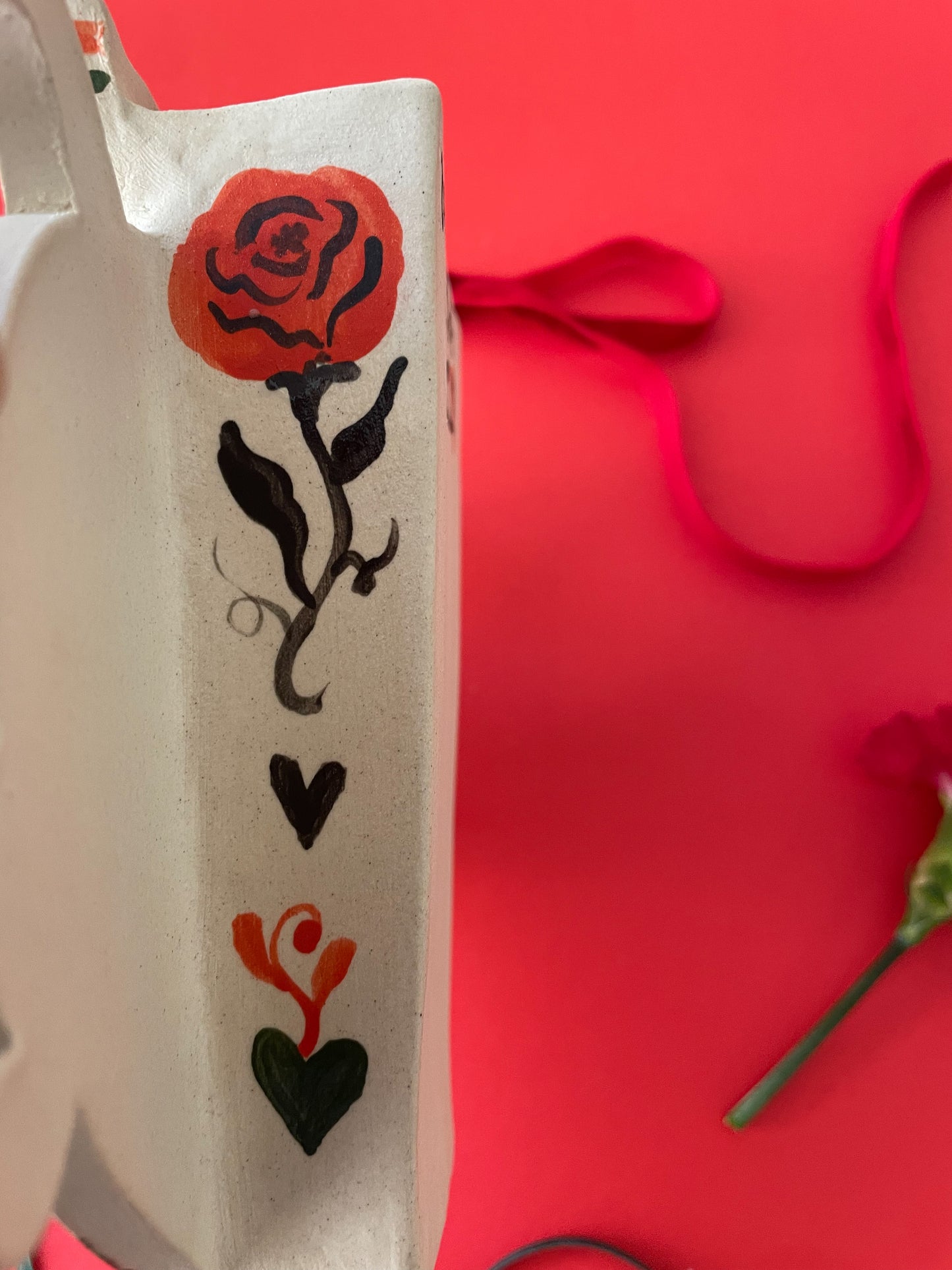 Folk scene wall vase