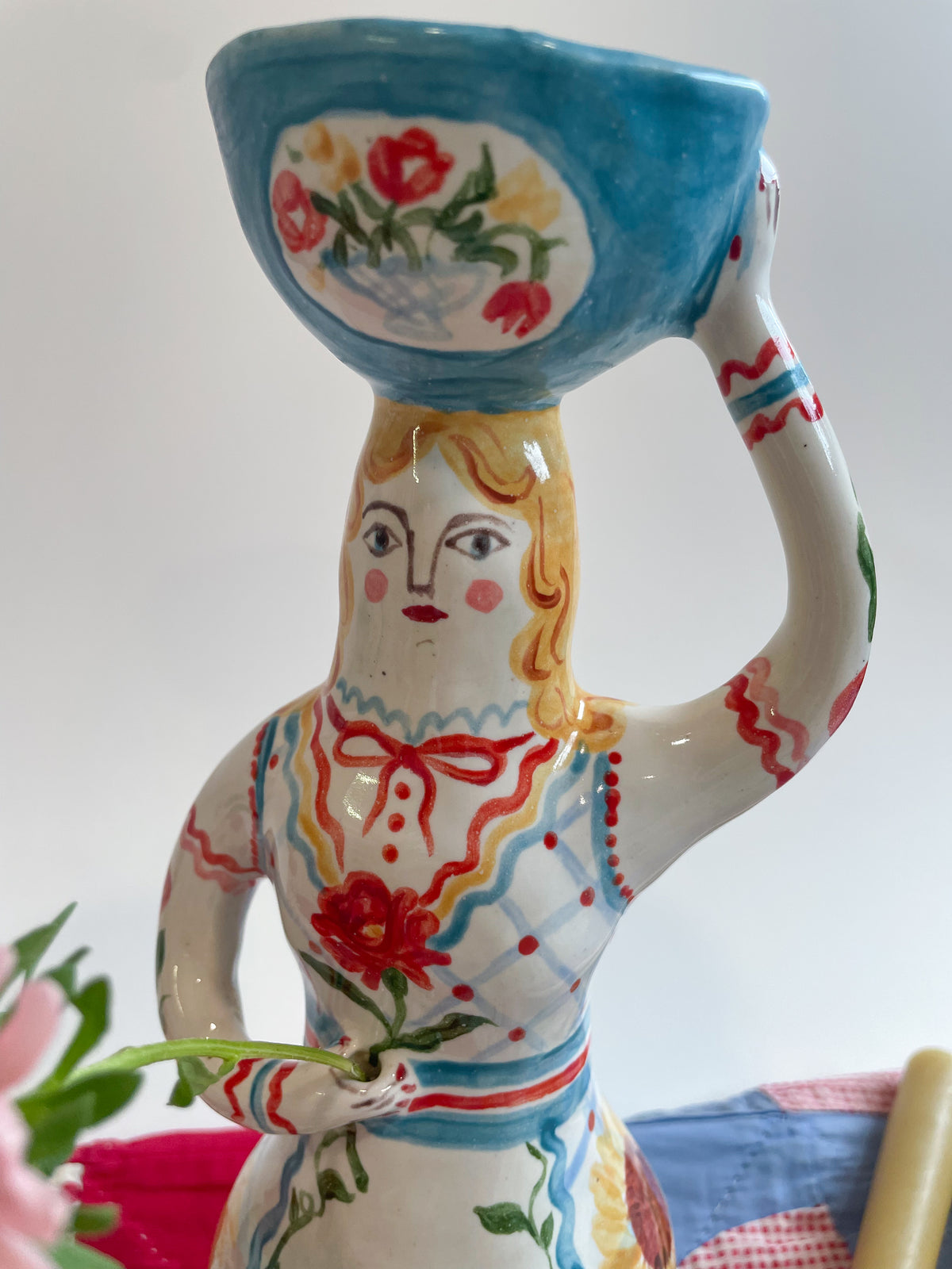 Witch tea light sculpture ~majolica