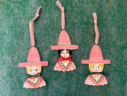 Christmas witch ornament~pink