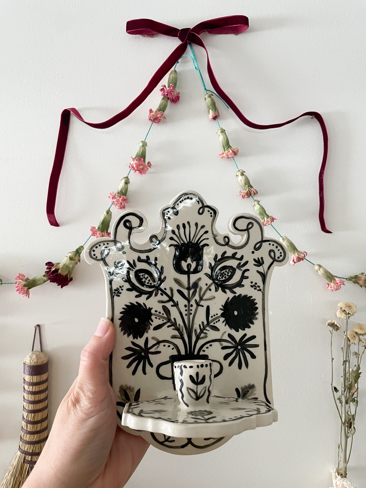 Decorative wall sconce~ folk floral *seconds