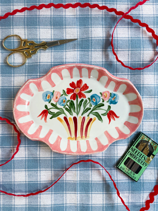 Folk Vase Dish~majolica