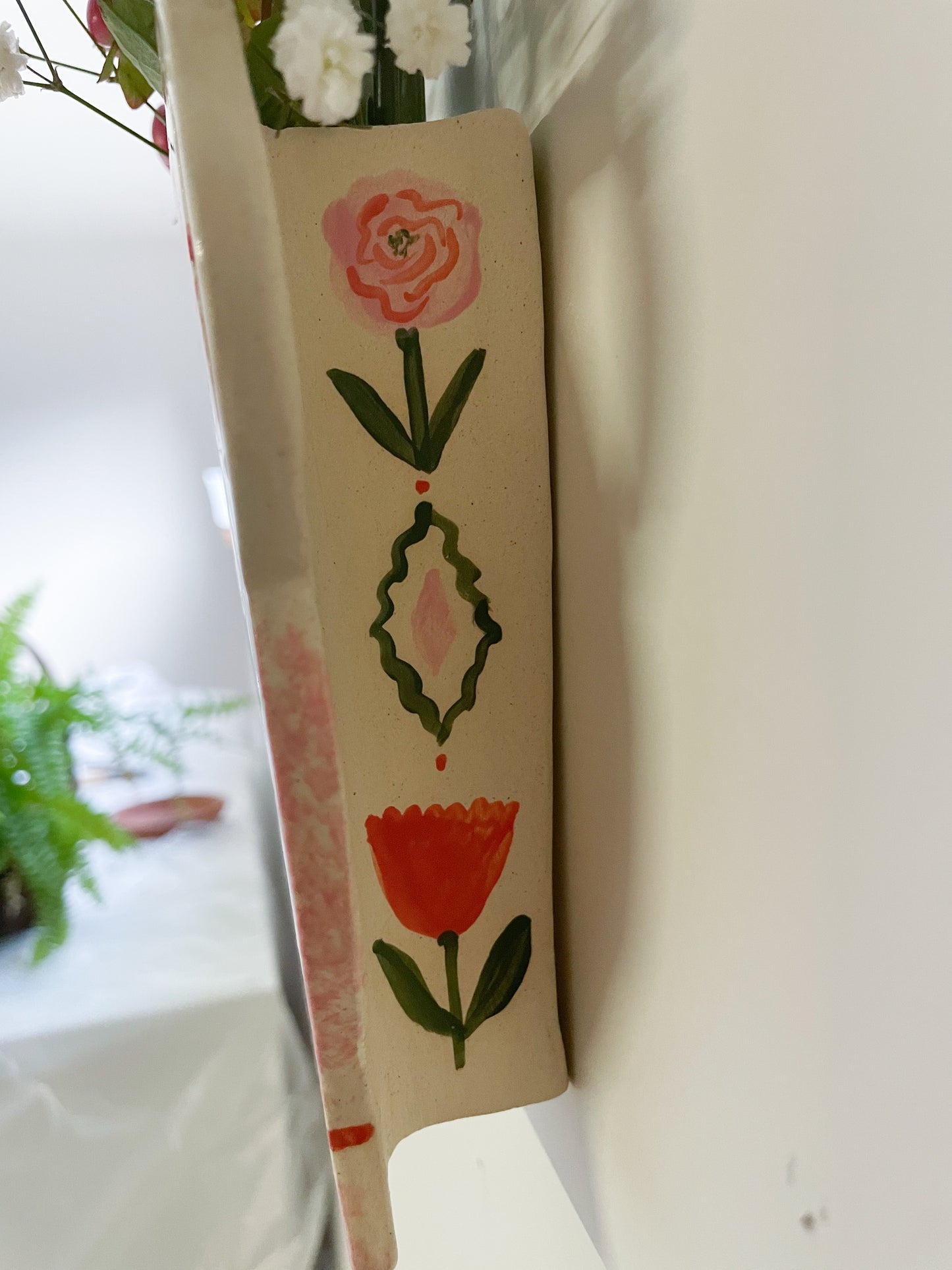 Folk rose wall vase