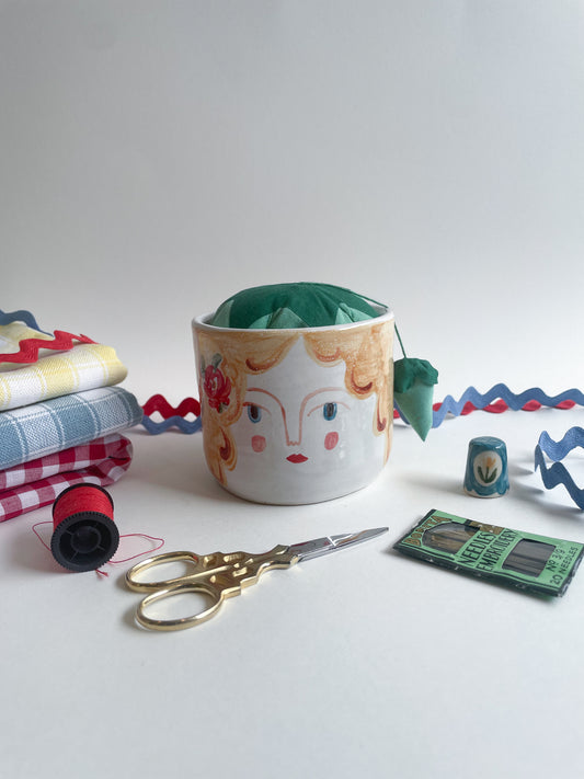 Pincushion people~majolica