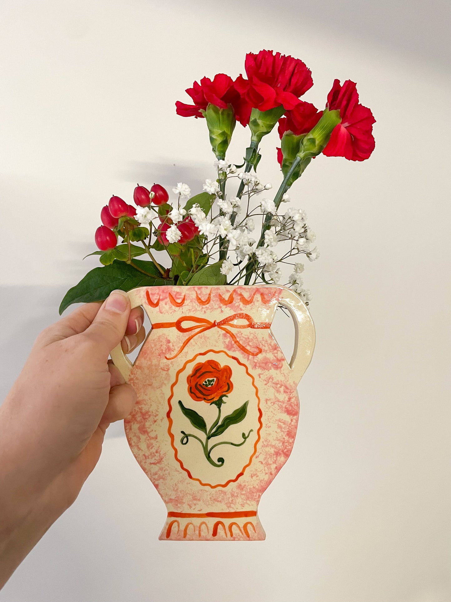 Folk rose wall vase