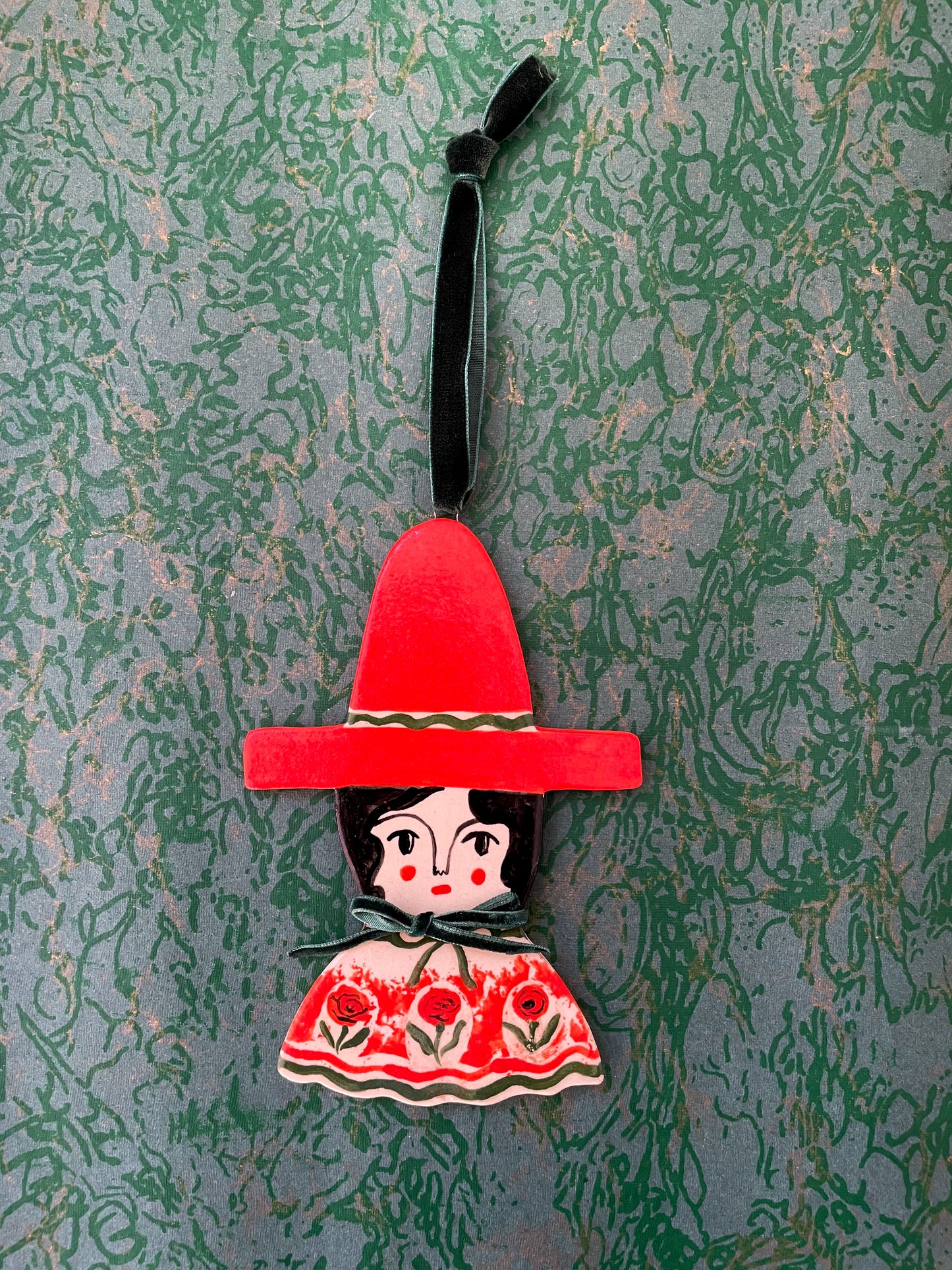 Christmas witch ornament~red