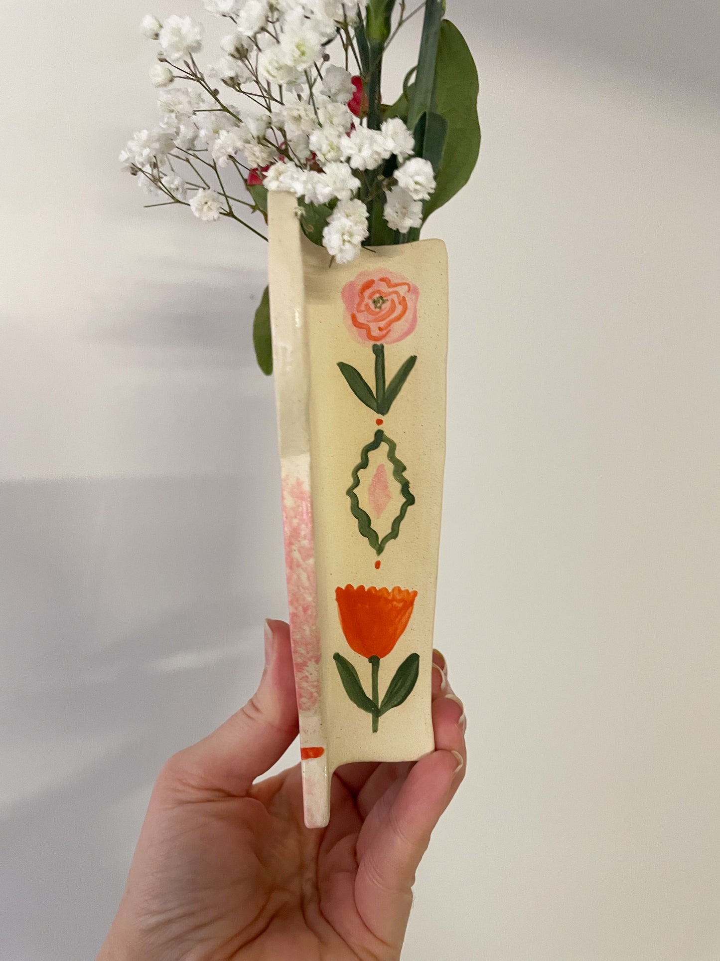 Folk rose wall vase